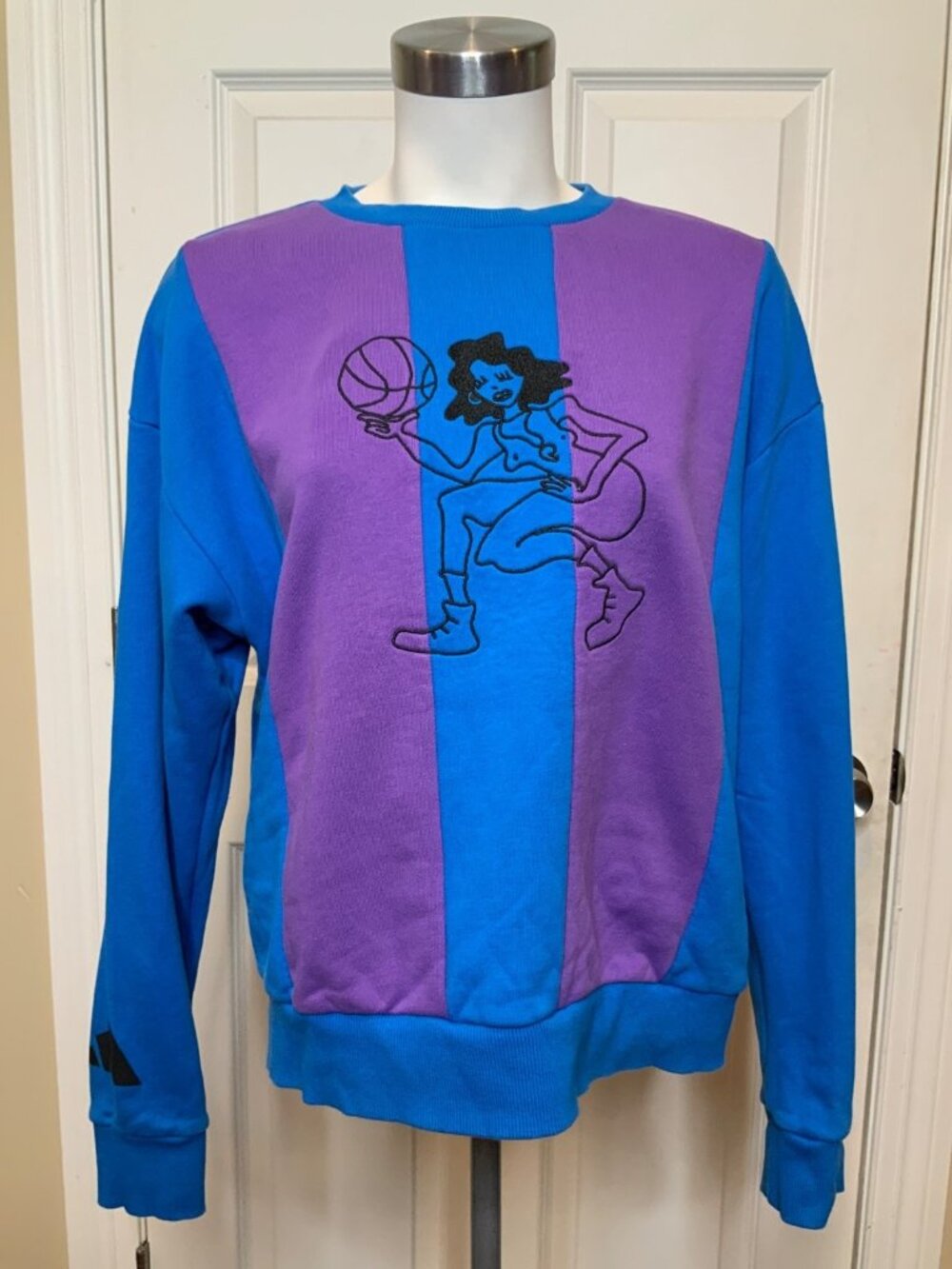 Adidas Blue Purple Striped Hoop York City Sweatshirt, Size XS